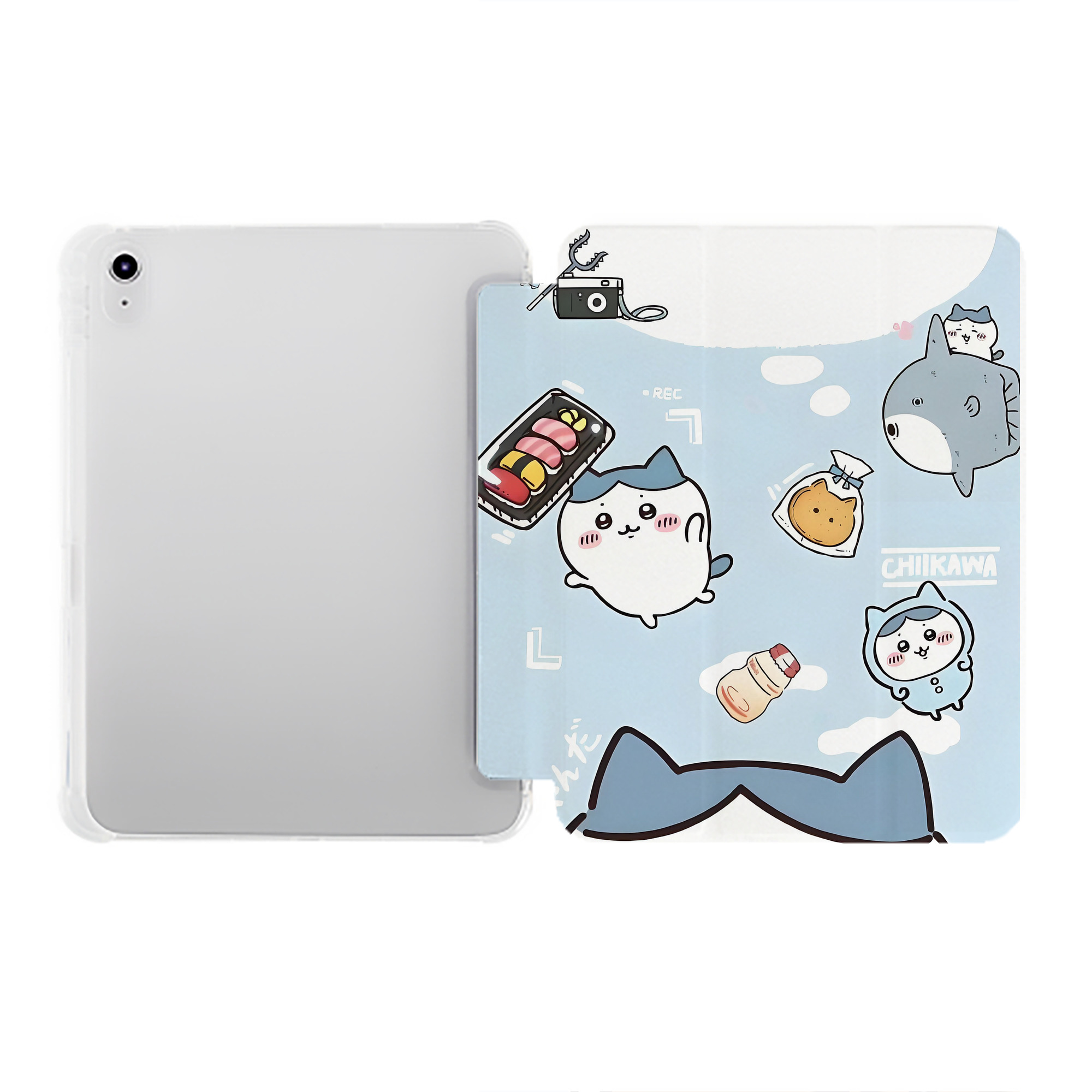 （画像用） ちいかわ Chii-kawa IPad ケース ペン収納付き 三つ折りスタンド PUレザー×シリコン 対応機種9.5/10.5/10.9インチ